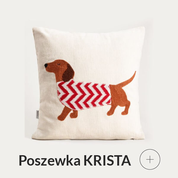 Poszewka świąteczna z jamnikiem w sweterku