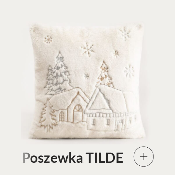Poszewka świąteczna biała z domkami