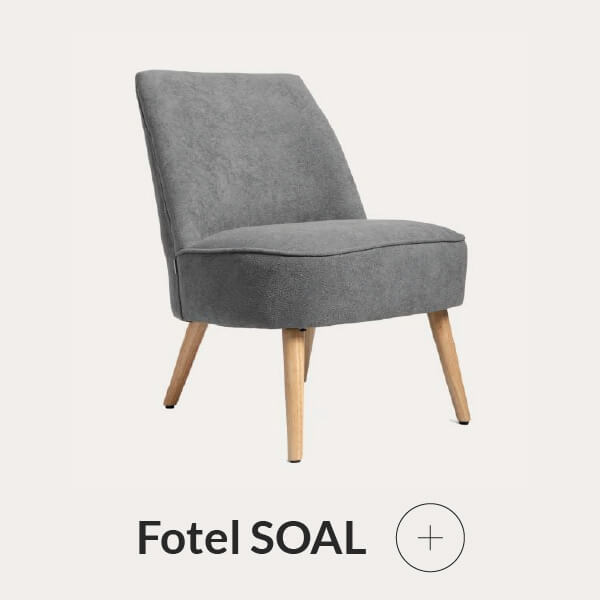 Fotel szary z drewnianymi nogami