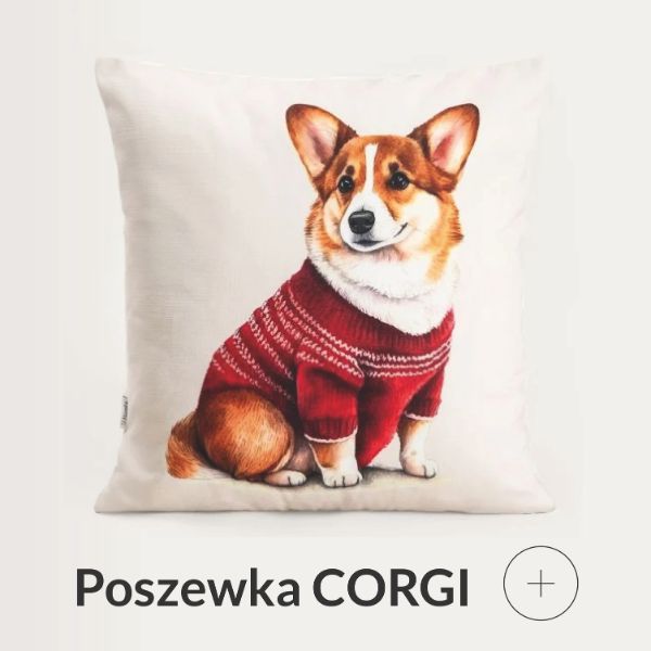Poszewka świąteczna pies w sweterku