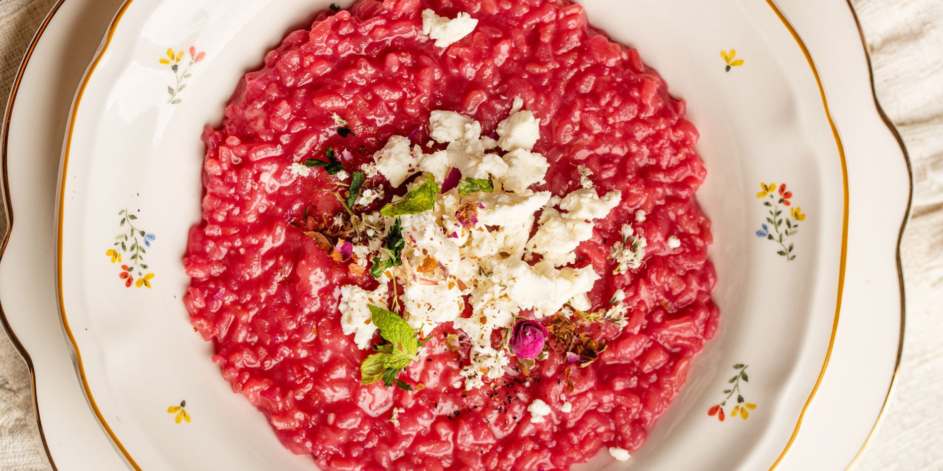 Buraczane risotto z kozim serem