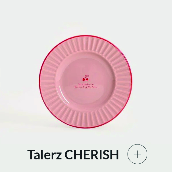 Talerz różowy z czerwonym rantem