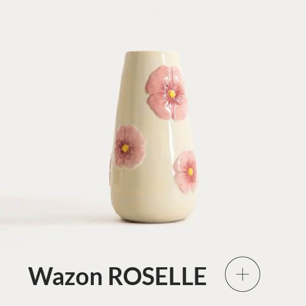 Wazon beżowy w różowe kwiaty