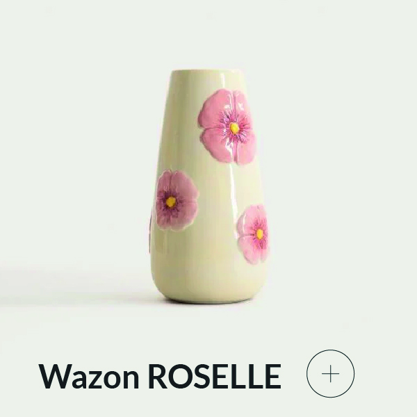 Wazon beżowy w różowe kwiaty