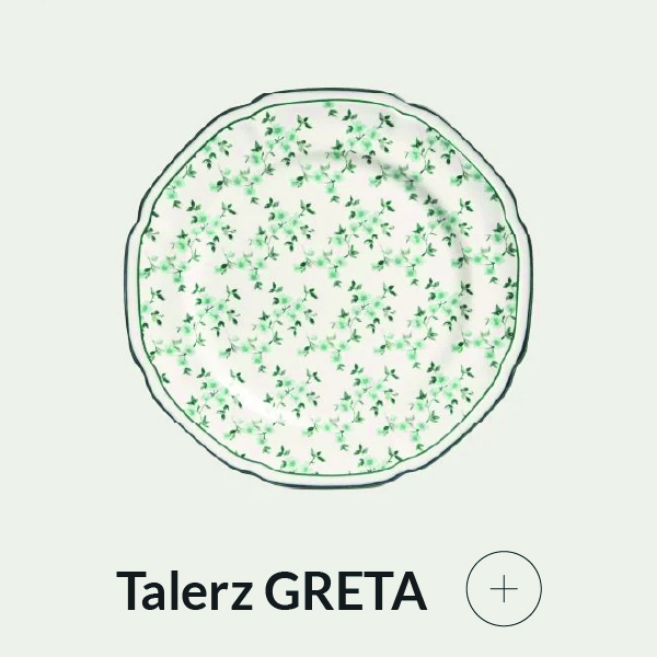 Talerz porcelanowy w zielony wzór