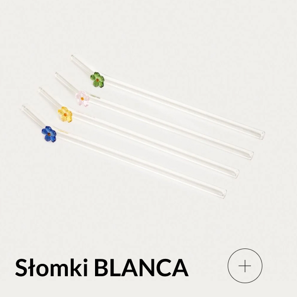 Słomki szklane z kwiatkami