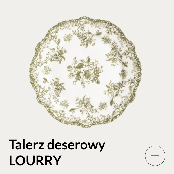 talerz deserowy biały z motywem roślinnym LOURRY