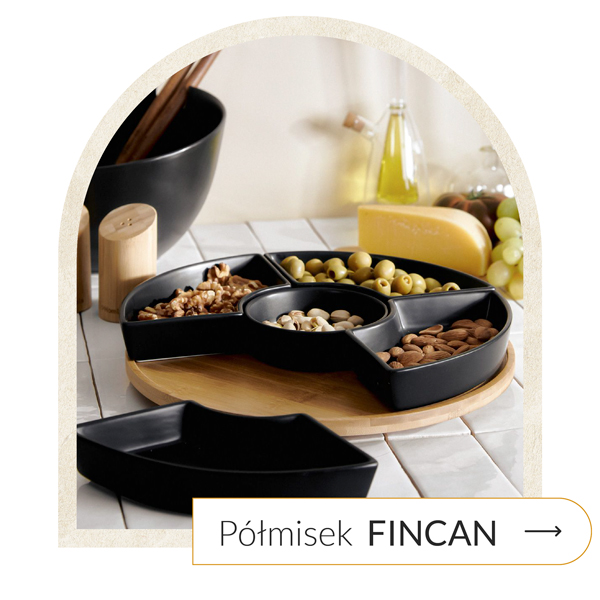 półmisek z czarnymi miseczkami