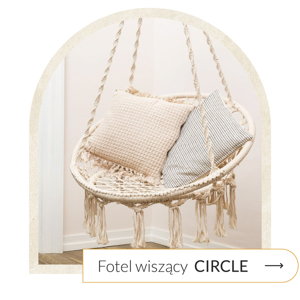 Fotel wiszący kokon makrama