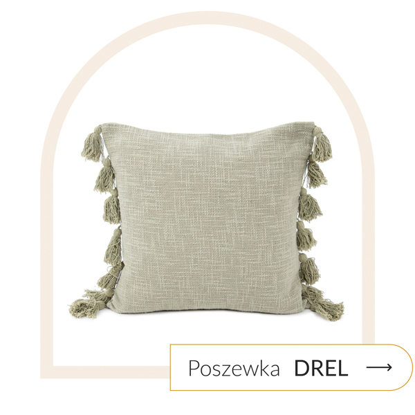 szara poszewka z frędzlami