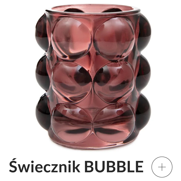 Świecznik bubble bordowy
