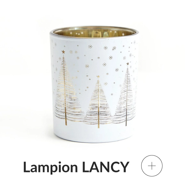 Lampion biały z choinkami