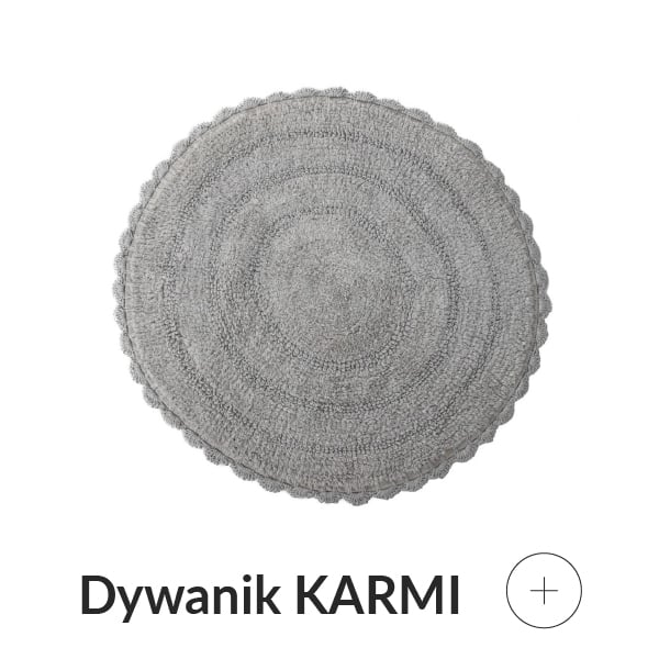 Szary okrągły dywanik łazienkowy