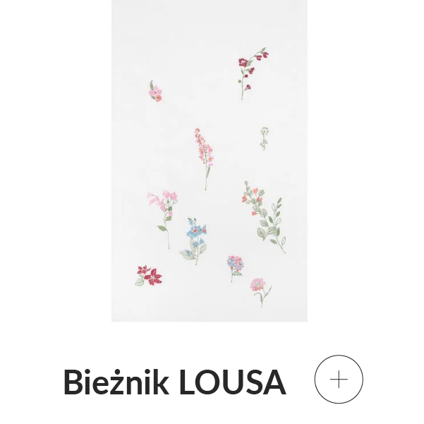 Bieżnik biały w kwiaty