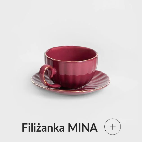 Filiżanka ze spodkiem bordowa