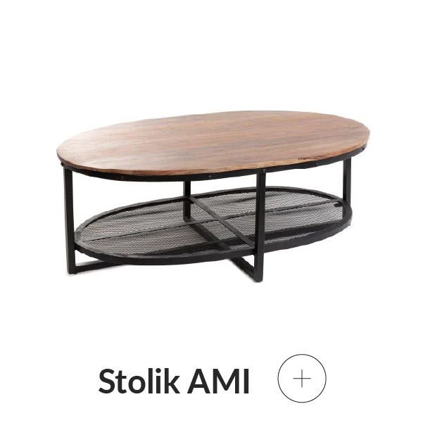 Stolik drewniany z metalową półką