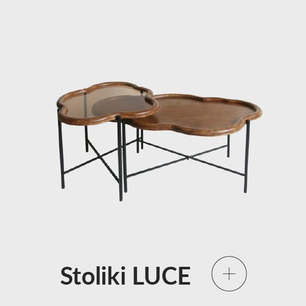 Stolik podwójny z drewna i szkła