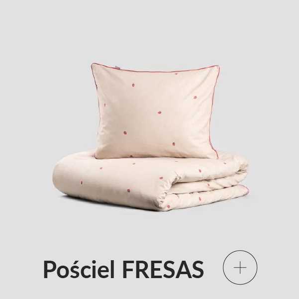 Pościel beżowa w truskawki