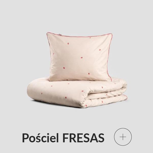Pościel beżowa w truskawki