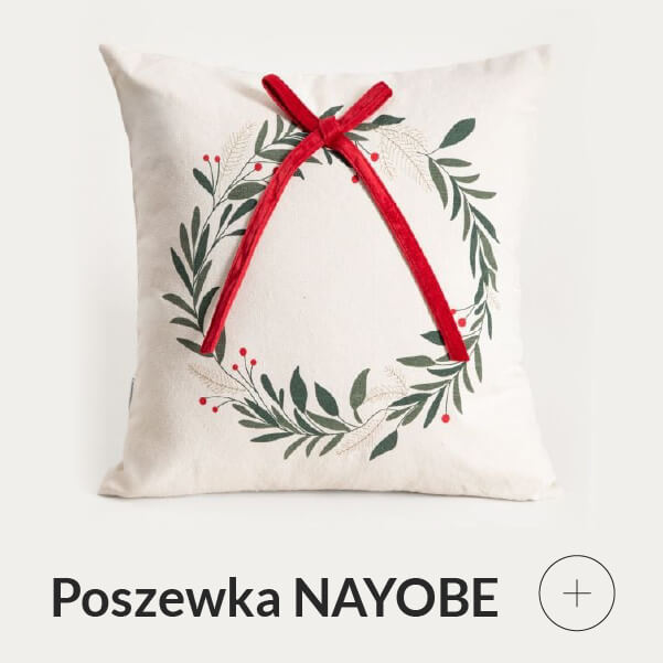 Poszewka świąteczna z wieńcem i kokardą