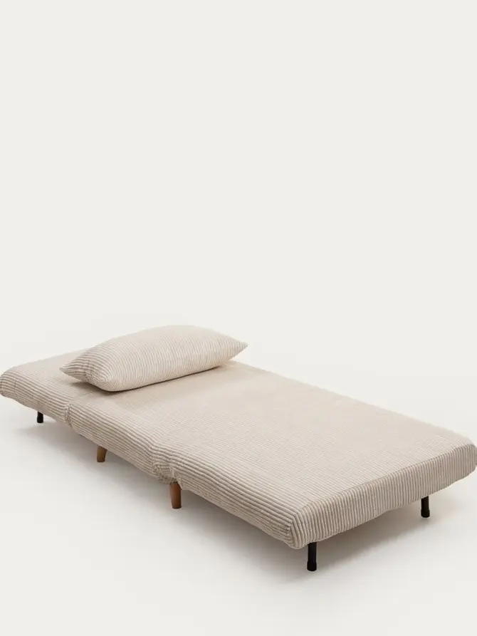 Sofa SOLACE 1-osobowa, z funkcją spania sztruksowa ecru 83x91x84 cm