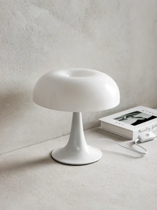 Lampka stołowa CELESTE grzybek retro biała 25,5x25,5x25 cm