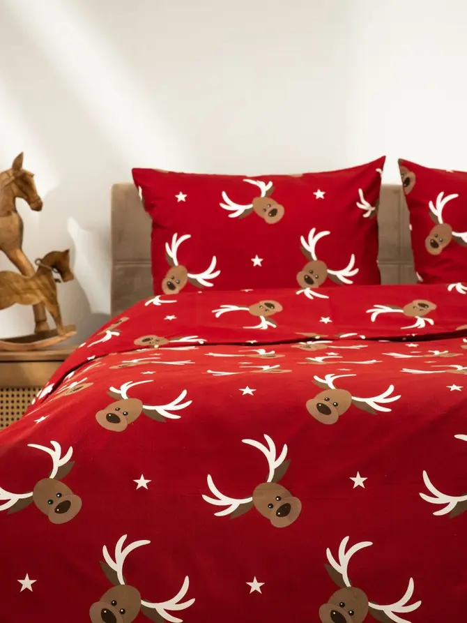 Pościel REINDEER z mikrofibry w renifery 140x200 + 1*50x60 cm