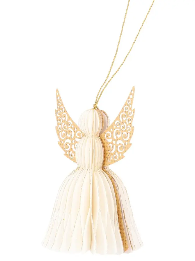 Gwiazda GALLA ANGEL anioł papierowy kremowy 12 cm