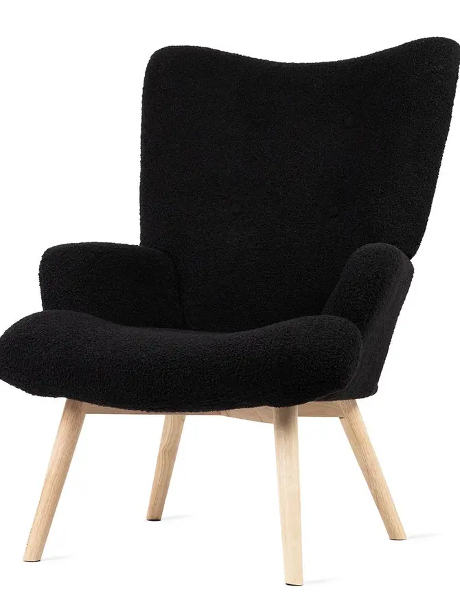 Fotel MOSS TEDDY BOUCLE w tkaninie TEDDY czarny 70x55x95 cm