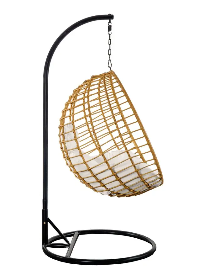 Huśtawka JARDIN naturalna z ecru poduszką 105x105x195 cm