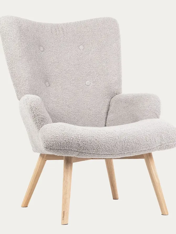 Fotel MOSS TEDDY BOUCLE w tkaninie TEDDY jasnoszary 70x55x95 cm