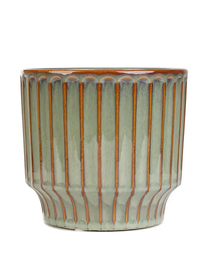 Osłonka na doniczkę MAYA ceramiczna zielona 13,8x13,8x12,8 cm