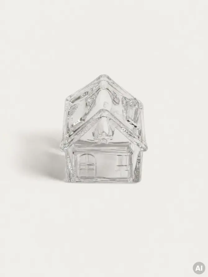 Świecznik GLASSI domek szklany 6,6x5x7,3 cm