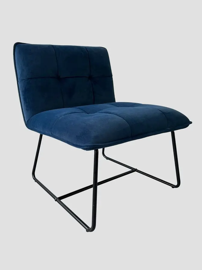Fotel NELOX welurowy granatowy 63x69x73 cm