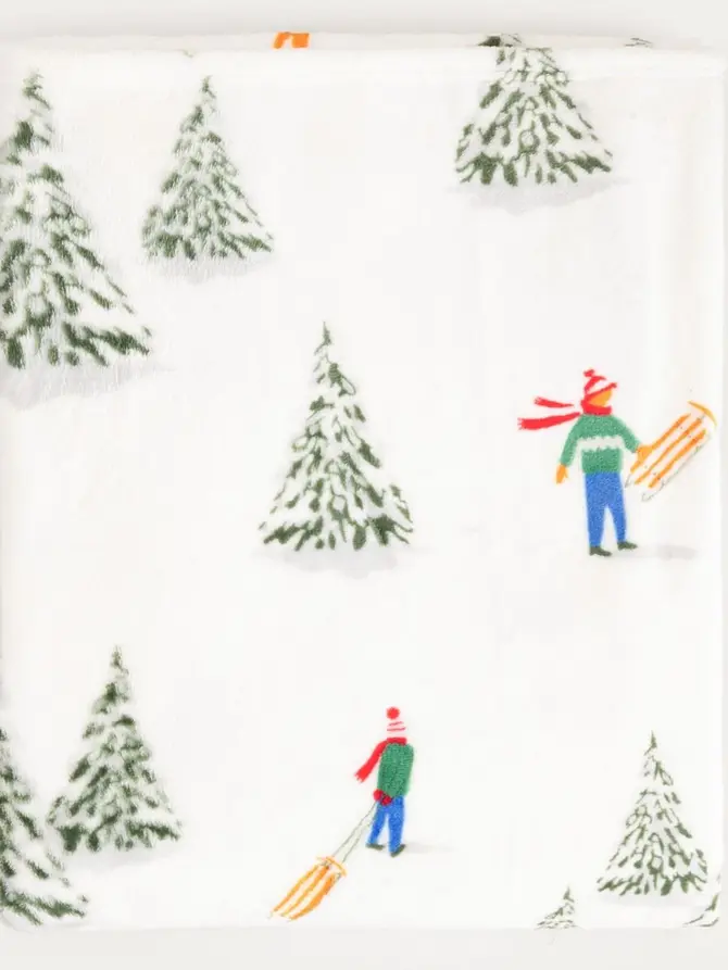 Koc SKIERS biały we wzór 150x200 cm