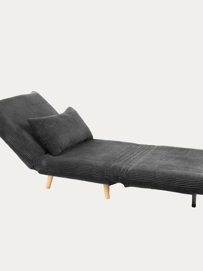 Sofa SOLACE 1-osobowa, z funkcją spania sztruksowa czarna 83x91x84 cm