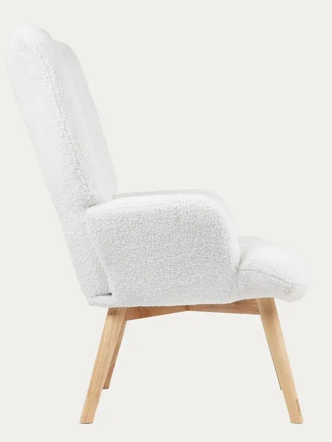 Fotel MOSS TEDDY BOUCLE w tkaninie TEDDY biały 70x55x95 cm