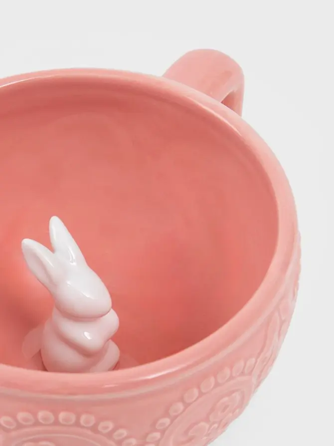 Kubek BUNBLISS z figurką zajączka różowy 15/12,7 cm