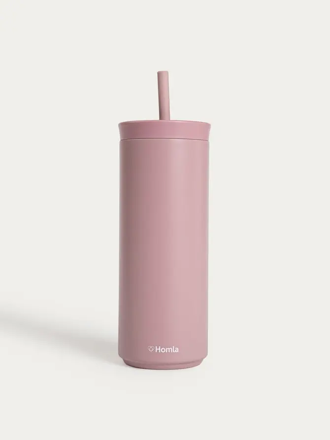 Kubek termiczny COCOA ze słomką różowy 500 ml