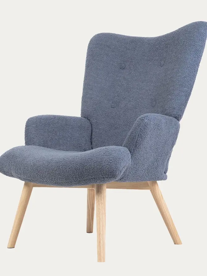 Fotel MOSS TEDDY BOUCLE w tkaninie TEDDY granatowy 70x55x95 cm