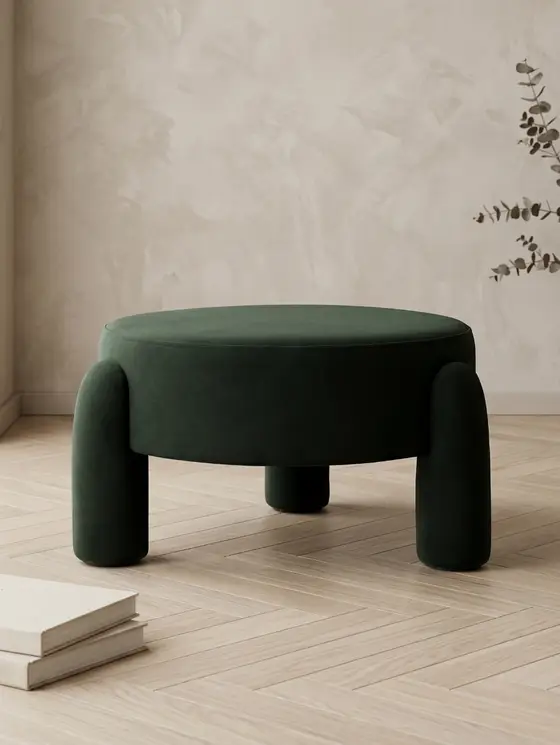 Pufa OLLERA w tkaninie zielona 65x65x36 cm