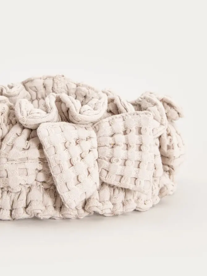 Zestaw opaska i turban VAFFEL beżowy 10x23 cm