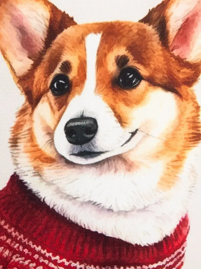 Poszewka CORGI ze świątecznym psem 45x45 cm