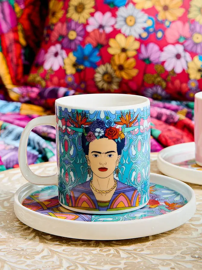 Filiżanka ze spodkiem FRIDA KAHLO turkusowa 0,2 l