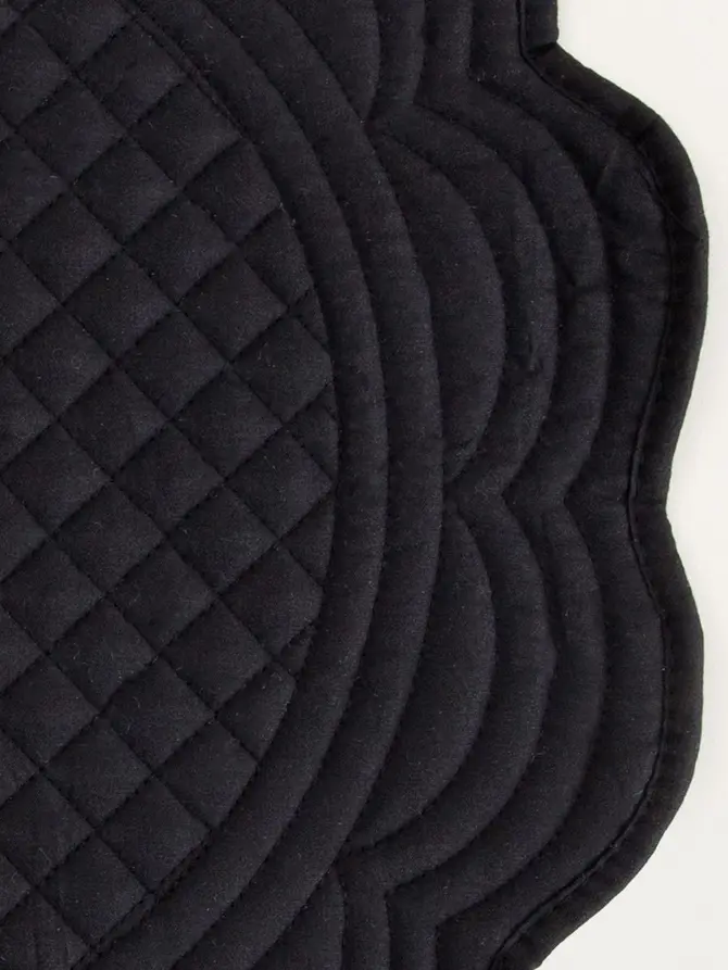 Maty stołowe ALVEN czarne okrągłe z pikowaniem, zestaw 2 szt. 38cm
