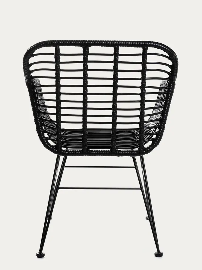 Krzesło JARDIN plecione czarne 57x62x81 cm