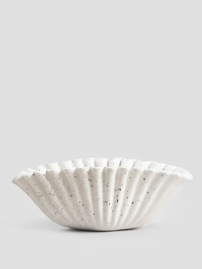 Misa dekoracyjna EVANIA ceramiczna biała 23x14x8,8 cm