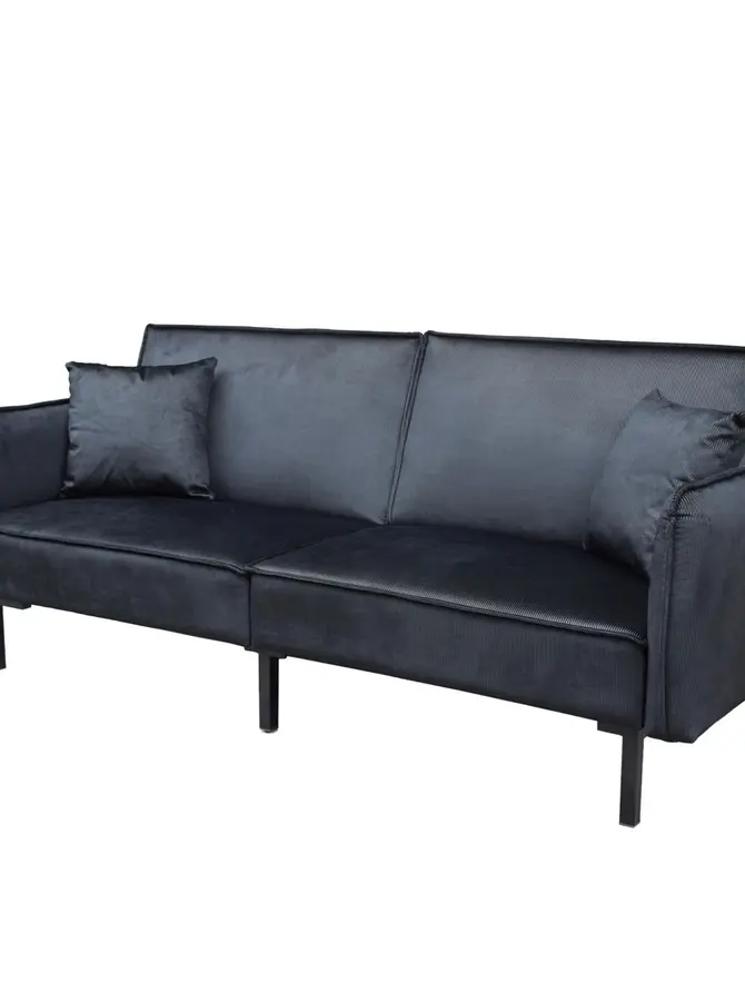 Sofa CANTO 3-osobowa, z funkcją spania, welurowa czarna 199x90x85 cm