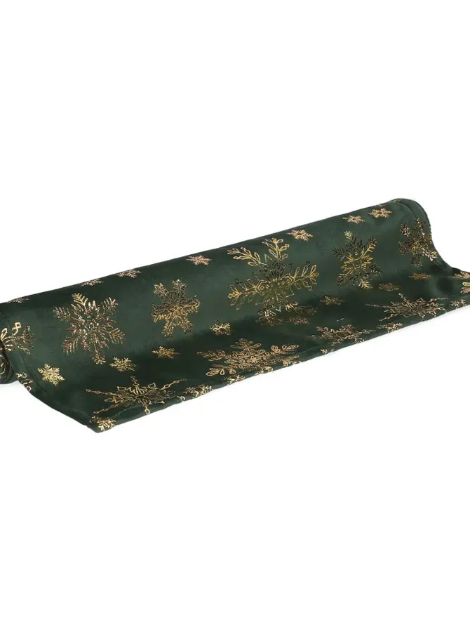 Bieżnik TANESI w złote śnieżynki zielony 40x160 cm