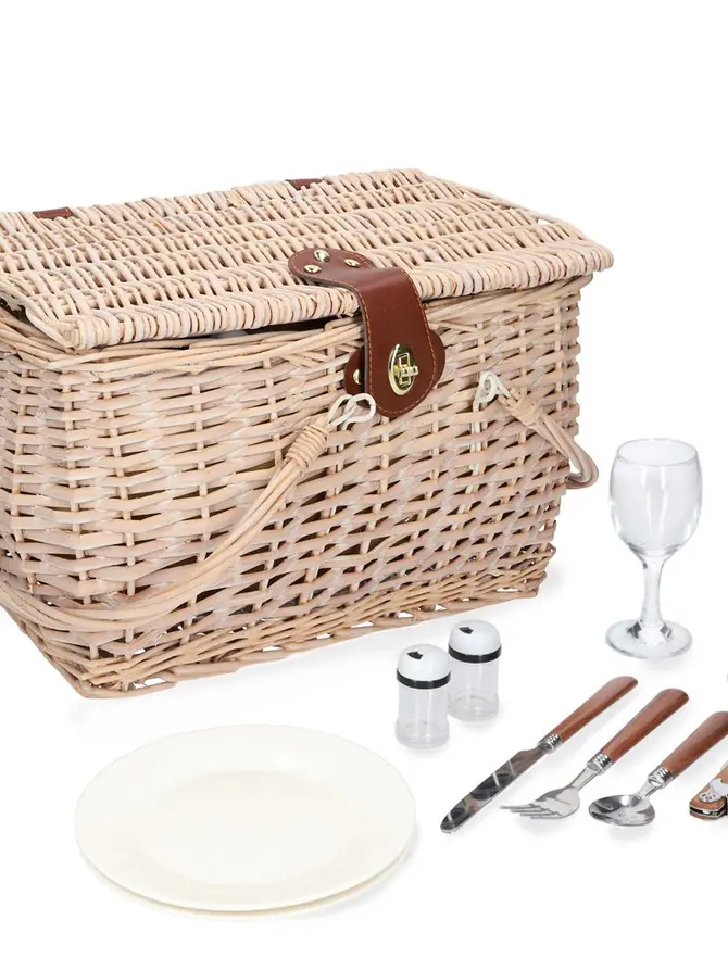 Kosz piknikowy PICNIC dla 2 osób naturalny 38x25x25 cm
